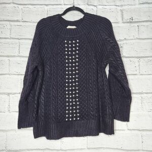 Soft Surroundings Women's Black Long Sleeve Cable Knit Pullover Sweater Size Sma